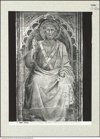 Vorderseite von Alinari [https://www.deutsche-digitale-bibliothek.de/content/lizenzen/rv-ez/] Heiliger Petrus; Christus in der Raute oben - Gesamtansicht, bh394072_recto. Foto.