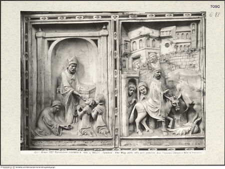 Vorderseite von Alinari [https://www.deutsche-digitale-bibliothek.de/content/lizenzen/rv-ez/] Hauptaltar und Schrein des heiligen DonatusRetabel und Schrein des heiligen DonatusZweite Bildfeld: Marientod; Donatus repariert den zerbrochenen Kelch und Donatus tötet den Drachen - Donatus repariert den zerbrochenen Kelch und Donatus tötet den Drachen, bh394094_recto. Foto.