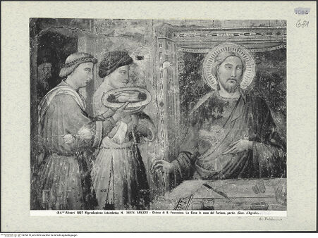Vorderseite von Alinari [https://www.deutsche-digitale-bibliothek.de/content/lizenzen/rv-ez/] VotivbilderGastmahl im Haus des Simon - Detail, linke Bildhälfte (vor der Restaurierung), bh394110_recto. Foto.