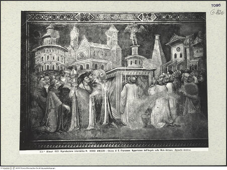 Vorderseite von Alinari [https://www.deutsche-digitale-bibliothek.de/content/lizenzen/rv-ez/] Szenen aus dem Leben des heiligen Ägidius und aus der Legende des Erzengels Michael; Propheten und HeiligenMichaelsszenenErscheinung des heiligen Michael auf der Engelsburg - Gesamtansicht, bh394114_recto. Foto.