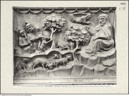 Vorderseite von Alinari [https://www.deutsche-digitale-bibliothek.de/content/lizenzen/rv-ez/] Hauptaltar und Schrein des heiligen DonatusRetabel und Schrein des heiligen DonatusDritte Bildfeld: die Verkündigung der Geburt Marias an Joachim; Donatus exorziert Antilia und Donatus entlässt einen Toten - Die Verkündigung der Geburt Marias an Joachim, bh394130_recto. Foto.