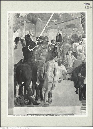 Vorderseite von Alinari [https://www.deutsche-digitale-bibliothek.de/content/lizenzen/rv-ez/] Die Kreuzlegende, Propheten und HeiligenLinke WandDer Sieg Heraclius über Chosroes - Der Kampf, Detail (linke Seite), bh394137_recto. Foto.