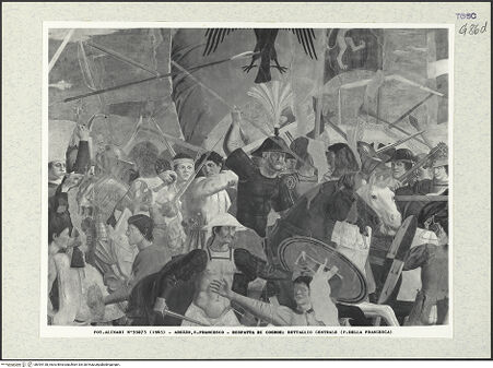 Vorderseite von Alinari [https://www.deutsche-digitale-bibliothek.de/content/lizenzen/rv-ez/] Die Kreuzlegende, Propheten und HeiligenLinke WandDer Sieg Heraclius über Chosroes - Der Kampf, Detail (Mittelteil), bh394138_recto. Foto.