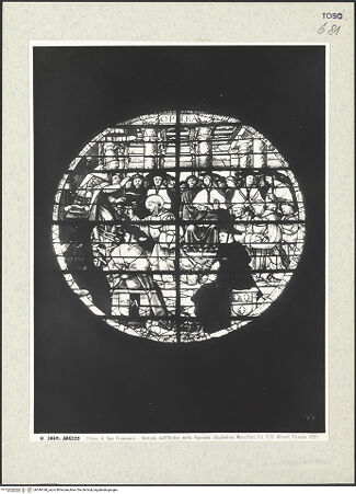 Vorderseite von Alinari [https://www.deutsche-digitale-bibliothek.de/content/lizenzen/rv-ez/] Franz von Assisi übergibt Honorius III. einen Strauß Rosen - Gesamtansicht, bh394148_recto. Foto.