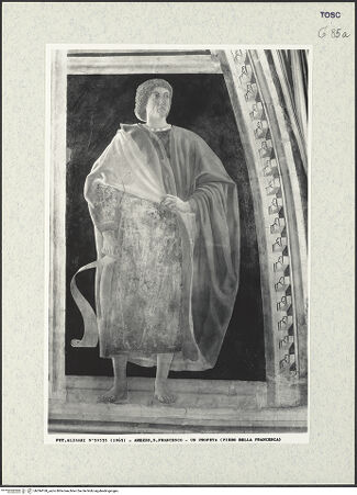 Vorderseite von Alinari [https://www.deutsche-digitale-bibliothek.de/content/lizenzen/rv-ez/] Die Kreuzlegende, Propheten und HeiligenStirnwandProphet - Gesamtansicht, bh394168_recto. Foto.