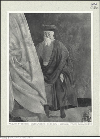 Vorderseite von Alinari [https://www.deutsche-digitale-bibliothek.de/content/lizenzen/rv-ez/] Die Kreuzlegende, Propheten und HeiligenLinke WandErhöhung des Heiligen Kreuzes - Detail, bh394195_recto. Foto.