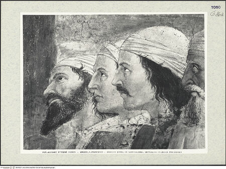 Vorderseite von Alinari [https://www.deutsche-digitale-bibliothek.de/content/lizenzen/rv-ez/] Die Kreuzlegende, Propheten und HeiligenLinke WandErhöhung des Heiligen Kreuzes - Detail, bh394201_recto. Foto.