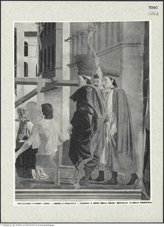 Vorderseite von Alinari [https://www.deutsche-digitale-bibliothek.de/content/lizenzen/rv-ez/] Die Kreuzlegende, Propheten und HeiligenLinke WandDie Auffindung und Prüfung des wahren Kreuzes - Die Prüfung des wahren Kreuzes, Detail, bh394202_recto. Foto.