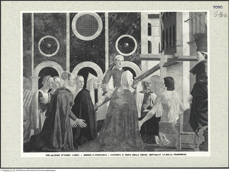 Vorderseite von Alinari [https://www.deutsche-digitale-bibliothek.de/content/lizenzen/rv-ez/] Die Kreuzlegende, Propheten und HeiligenLinke WandDie Auffindung und Prüfung des wahren Kreuzes - Die Prüfung des wahren Kreuzes, Detail, bh394208_recto. Foto.