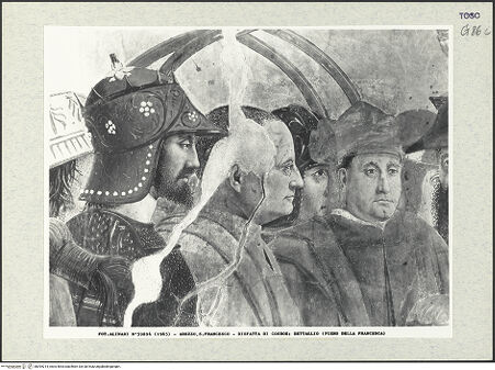 Vorderseite von Alinari [https://www.deutsche-digitale-bibliothek.de/content/lizenzen/rv-ez/] Die Kreuzlegende, Propheten und HeiligenLinke WandDer Sieg Heraclius über Chosroes - Cosroe besiegt, Detail, bh394214_recto. Foto.