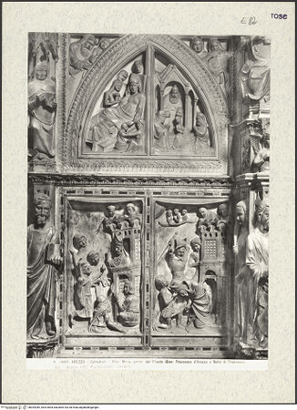 Vorderseite von Alinari [https://www.deutsche-digitale-bibliothek.de/content/lizenzen/rv-ez/] Hauptaltar und Schrein des heiligen DonatusRetabel und Schrein des heiligen DonatusRetabel (Frontseite)Erste Bildfeld: die Geburt Marias und die Darbringung Marias im Tempel; Der heilige Donatus im Gefängnis heilt die Kranken und Martyrium des heiligen Donatus - Gesamtansicht, bh394289_recto. Foto.