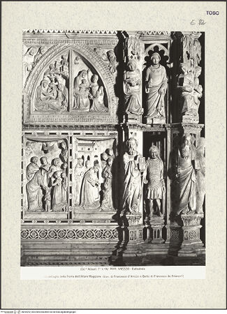 Vorderseite von Alinari [https://www.deutsche-digitale-bibliothek.de/content/lizenzen/rv-ez/] Hauptaltar und Schrein des heiligen DonatusRetabel und Schrein des heiligen DonatusRetabel (Frontseite)Fünfte Bildfeld:  Geburt Christi und die Anbetung durch die Heiligen Drei Könige; die Taufe des heiligen Donatus und Hilarianus begegnet dem Heiligen Donatus - Gesamtansicht (mit sechsten Pilaster und rechter Pfeiler), bh394292_recto. Foto.