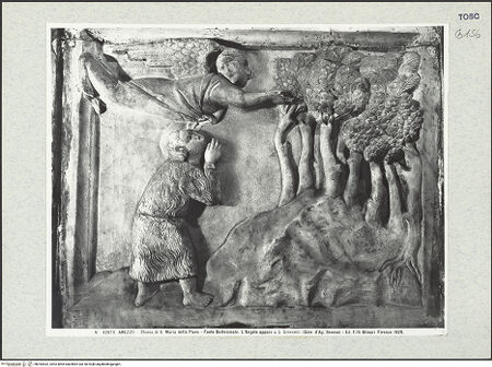 Vorderseite von Alinari [https://www.deutsche-digitale-bibliothek.de/content/lizenzen/rv-ez/] Taufbecken mit Szenen aus dem Leben des Johannes des TäufersEin Engel führt Johannes den Täufer in die Wüste - Gesamtansicht, bh394302_recto. Foto.