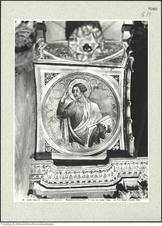Vorderseite von Alinari [https://www.deutsche-digitale-bibliothek.de/content/lizenzen/rv-ez/] Altar der Familie Dragomanni (oder Dragondelli)Die Vier Evangelisten - Der Evangelist Lukas, bh394303_recto. Foto.