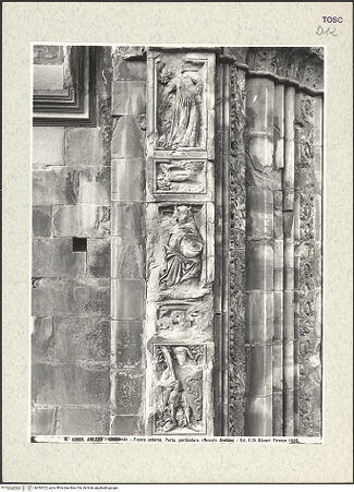 Vorderseite von Alinari [https://www.deutsche-digitale-bibliothek.de/content/lizenzen/rv-ez/] Portal mit Verkündigung und Zyklus der Tugenden und Laster - Linkes Gewände, Detail, Die Laster, bh394322_recto. Foto.