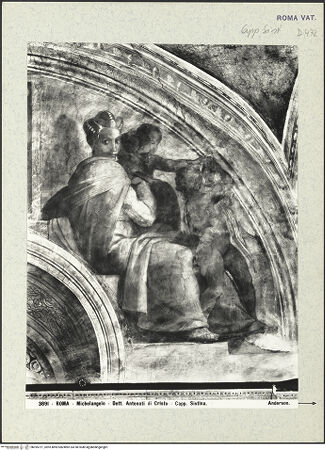 Vorderseite von Alinari [https://www.deutsche-digitale-bibliothek.de/content/lizenzen/rv-fz/] Die Sixtinische DeckeDie Vorfahren ChristiJakob und Joseph - Personen der Rechten Hälfte, bh395721_recto. Foto.