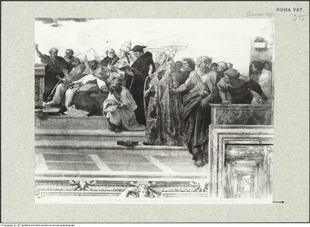 Vorderseite von Alinari [https://www.deutsche-digitale-bibliothek.de/content/lizenzen/rv-ez/] Malerische AusstattungDisputa sull'Eucarestia - Ausschnitt: rechte Bildhälfte, Gelehrte, bh396009_recto. Foto.