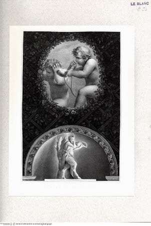 Vorderseite von Istituto Nazionale per la Grafica - Calcografia [http://creativecommons.org/publicdomain/mark/1.0/] Serie von 48 Blättern nach den Fresken Correggios in ParmaPutti mit Horn und Satyr (Kuppelfresken aus dem ex Monastero di San Paolo, Camera del Correggio, Parma) - , bh398792. Foto.