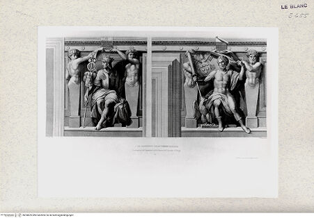 Vorderseite von Istituto Nazionale per la Grafica-Calcografia [http://creativecommons.org/publicdomain/mark/1.0/] Serie verschiedener Stecher nach den Sockelfiguren in den Vatikanischen StanzenDie Könige an den Sockeln der Stanza dell'Incendio - , bh398839. Foto.