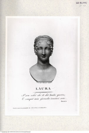 Vorderseite von Istituto Nazionale per la Grafica-Calcografia [http://creativecommons.org/publicdomain/mark/1.0/] Büste der Laura Petrarcas - , bh398903. Foto.