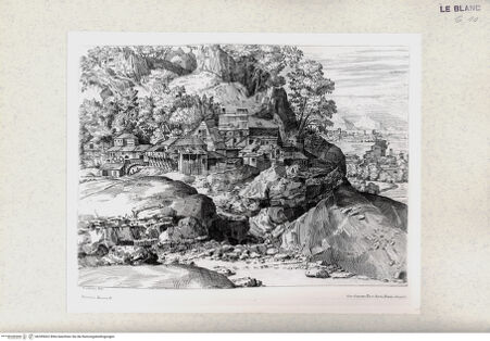 Vorderseite von Istituto Nazionale per la Grafica - Calcografia [http://creativecommons.org/publicdomain/mark/1.0/] Alpenlandschaft mit einer Mühle - , bh399002. Foto.