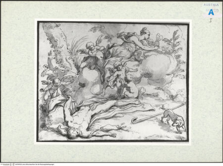 Vorderseite von Albertina [https://www.deutsche-digitale-bibliothek.de/content/lizenzen/rv-ez/] Venus trauert um Adonis - , bh399534_recto. Foto.