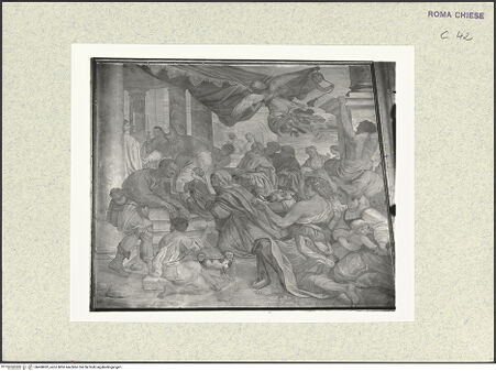 Vorderseite von Sopr. BAS ROMA [https://www.deutsche-digitale-bibliothek.de/content/lizenzen/rv-ez/] Zyklus von Szenen aus dem Marienlebenrechte Wand: Mariä Tempelgang - , bh400832_recto. Foto.