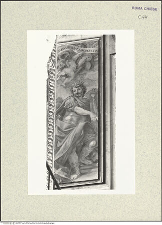 Vorderseite von Sopr. BAS ROMA [https://rightsstatements.org/page/CNE/1.0/] Zyklus von Szenen aus dem Marienlebenlinke Wand: König David - , bh400837_recto. Foto.