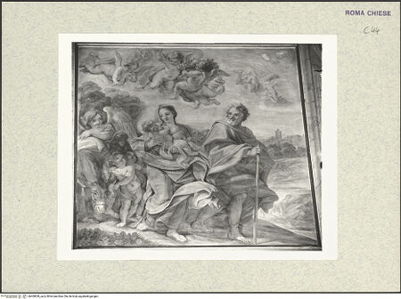 Vorderseite von Sopr. BAS ROMA [https://www.deutsche-digitale-bibliothek.de/content/lizenzen/rv-ez/] Zyklus von Szenen aus dem Marienlebenlinke Wand: Flucht nach Ägypten - , bh400838_recto. Foto.