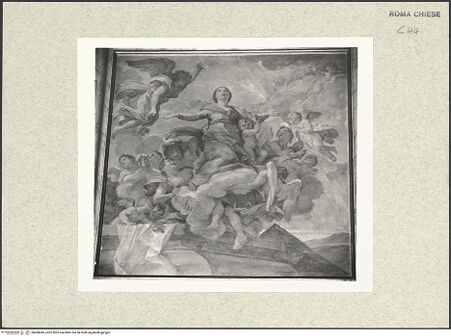 Vorderseite von Sopr. BAS ROMA [https://www.deutsche-digitale-bibliothek.de/content/lizenzen/rv-ez/] Zyklus von Szenen aus dem Marienlebenlinke Wand: Assumptio Mariae - , bh400845_recto. Foto.