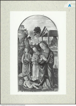 Vorderseite von Worcester Art Museum [https://www.deutsche-digitale-bibliothek.de/content/lizenzen/rv-ez/] Anbetung des Christuskindes durch Maria und zwei Engel - , bh401006_recto. Foto.