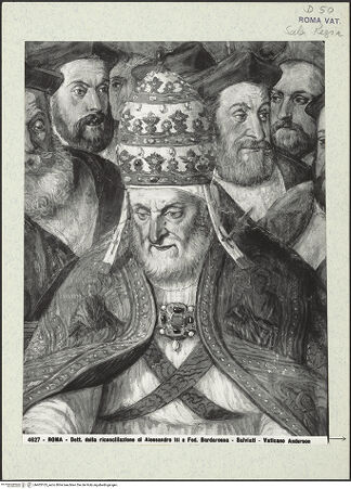 Vorderseite von Alinari [https://www.deutsche-digitale-bibliothek.de/content/lizenzen/rv-ez/] Herrscher mehrten die weltliche oder beugten sich der geistlichen Macht der PäpsteDie Aussöhnung Alexanders III. mit Friedrich I. - Detail, bh403103_recto. Foto.