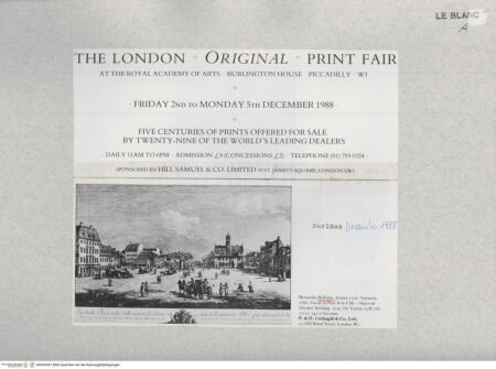 Vorderseite von  [http://creativecommons.org/publicdomain/mark/1.0/] Vue de la Place de la Ville-neuve de Dresden (aus der Serie von 15 Blatt "Ansichten Dresdens") - , bh403941. Foto.