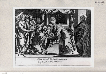 Vorderseite von Istituto Nazionale per la Grafica-Calcografia [http://creativecommons.org/publicdomain/mark/1.0/] Die Darbringung im Tempel; (Blatt [4] aus derSerie "I 15 Misteri del Rosario") - , bh404499. Foto.