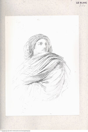 Vorderseite von Istituto Nazionale per la Grafica-Calcografia [http://creativecommons.org/publicdomain/mark/1.0/] Stichfolge nach Guercinos "Esemplari per il disegno"Weibliche Halbfigur mit Schulterbuch - , bh405113. Foto.