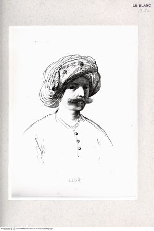 Vorderseite von Istituto Nazionale per la Grafica-Calcografia [http://creativecommons.org/publicdomain/mark/1.0/] Stichfolge nach Guercinos "Esemplari per il disegno"Kopf eines Mannes mit Schnurrbart und Turban - , bh405144. Foto.