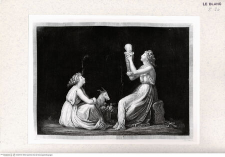 Vorderseite von Istituto Nazionale per la Grafica [http://creativecommons.org/publicdomain/mark/1.0/] "Scherzi di ninfe"zwei Nymphen mit Bacchus als Wickelkind und Ziege - , bh405161. Foto.