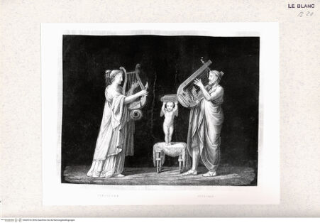 Vorderseite von Istituto Nazionale per la Grafica [http://creativecommons.org/publicdomain/mark/1.0/] Terpsichore (oder Erato) und Pindar (aus der Serie "Le Muse", versch. Stecher) - , bh405162. Foto.
