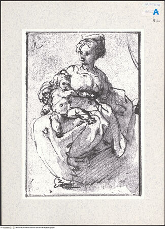 Vorderseite von Albertina [https://www.deutsche-digitale-bibliothek.de/content/lizenzen/rv-ez/] Sitzende Madonna mit Kind - , bh408766_recto. Foto.