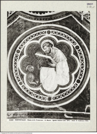 Vorderseite von Alinari [https://www.deutsche-digitale-bibliothek.de/content/lizenzen/rv-ez/] KapellenausmalungChristus und die vier EvangelistenEvangelist Markus - Gesamtansicht, bh409808_recto. Foto: Anderson, Domenico.