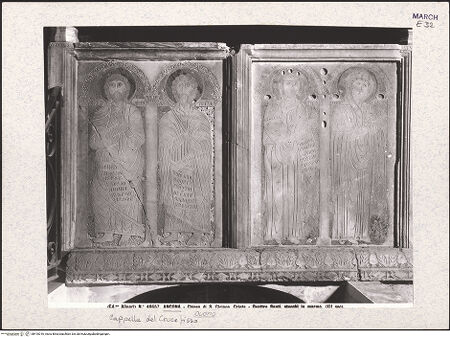 Vorderseite von Alinari [https://www.deutsche-digitale-bibliothek.de/content/lizenzen/rv-ez/] Chorschranke des Bischofs Beraldo - Jeremia, Habakuk, David, Maria (Verkündigung), bh410016_recto. Foto.
