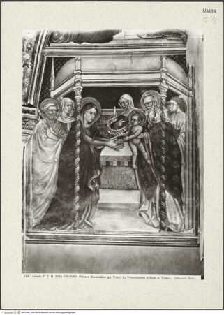Vorderseite von Alinari [https://www.deutsche-digitale-bibliothek.de/content/lizenzen/rv-ez/] Szenen aus dem Leben MariensDarbringung des Christuskindes im Tempel - Gesamtansicht, bh410467_recto. Foto.