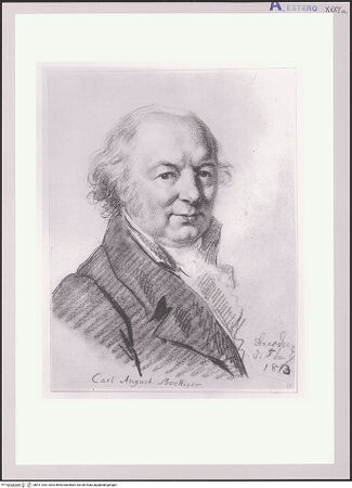 Vorderseite von Dresden, Kupferstichkabinett [https://www.deutsche-digitale-bibliothek.de/content/lizenzen/rv-ez/] Der Archäologe und Kunstschriftsteller Carl August Boettiger - , bh411034_recto. Foto.