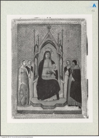 Vorderseite von Boston Museum of Fine Arts [https://www.deutsche-digitale-bibliothek.de/content/lizenzen/rv-ez/] Thronende Madonna umgeben von Heiligen - , bh411100_recto. Foto.
