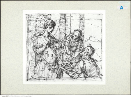 Vorderseite von Albertina [https://www.deutsche-digitale-bibliothek.de/content/lizenzen/rv-ez/] Ein Feldherr empfängt eine Gabe - , bh411136_recto. Foto.