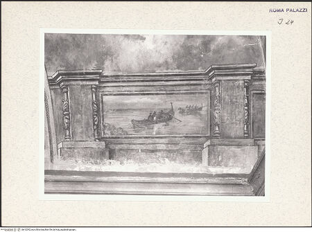 Vorderseite von Bibliotheca Hertziana [https://www.deutsche-digitale-bibliothek.de/content/lizenzen/rv-fz/] Allegorischer Tageszeitenzyklus und KünstlerporträtsAllegorie des Abends - Friesdetail: Fischerboote, bh412042_recto. Foto.