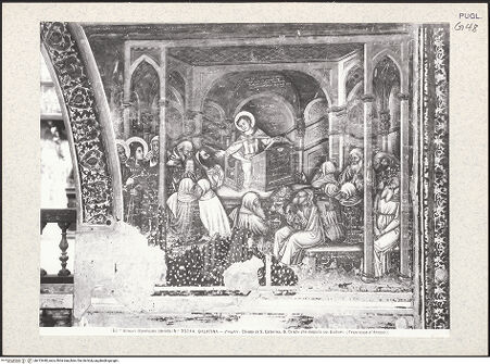 Vorderseite von Alinari [https://www.deutsche-digitale-bibliothek.de/content/lizenzen/rv-ez/] Szenen aus dem Leben MariasNordwand, viertes Register: Christus disputiert mit den Schriftgelehrten im Tempel - Gesamtansicht, bh413440_recto. Foto.