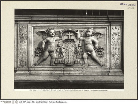 Vorderseite von Alinari [https://www.deutsche-digitale-bibliothek.de/content/lizenzen/rv-ez/] Balustrade mit dem Wappen des Domenico della Rovere - linke Balustrade, bh413471_recto. Foto.