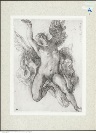 Vorderseite von Réunion des Musées Nationaux [https://www.deutsche-digitale-bibliothek.de/content/lizenzen/rv-ez/] Nackte Figur mit Flügeln, die in der Luft schwebt - , bh416116_recto. Foto.