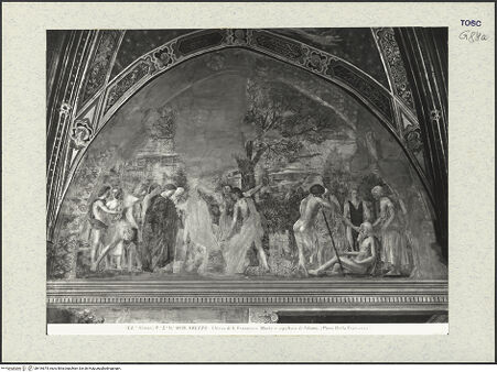 Vorderseite von Alinari [https://www.deutsche-digitale-bibliothek.de/content/lizenzen/rv-ez/] Die Kreuzlegende, Propheten und HeiligenRechte WandPflanzung des Kreuzesbaums auf Adams Grab - Gesamtansicht, bh416675_recto. Foto.